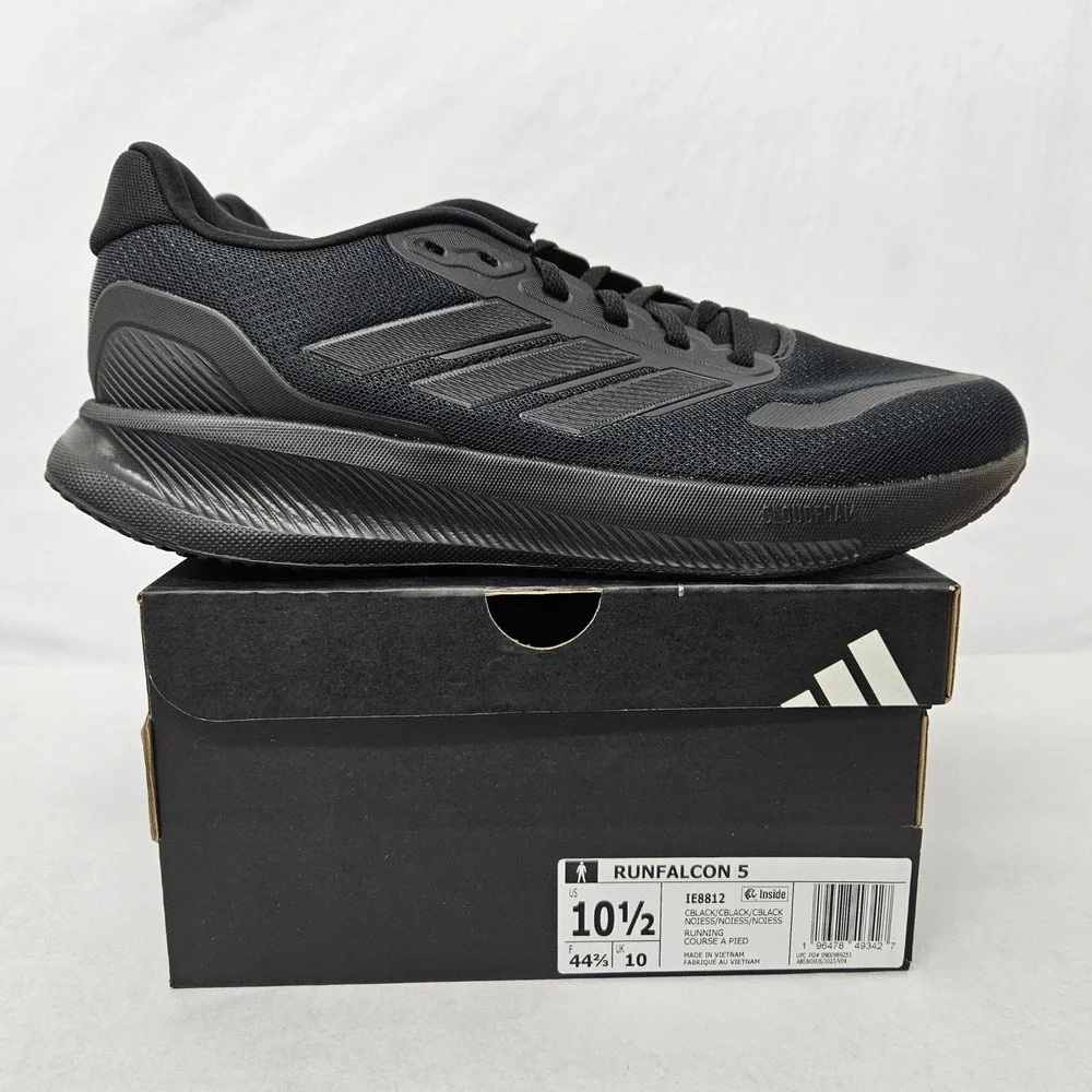 Adidas RunFalcon 5 Running Shoes‎ IE8812 Triple Black Men's Size 10.5
